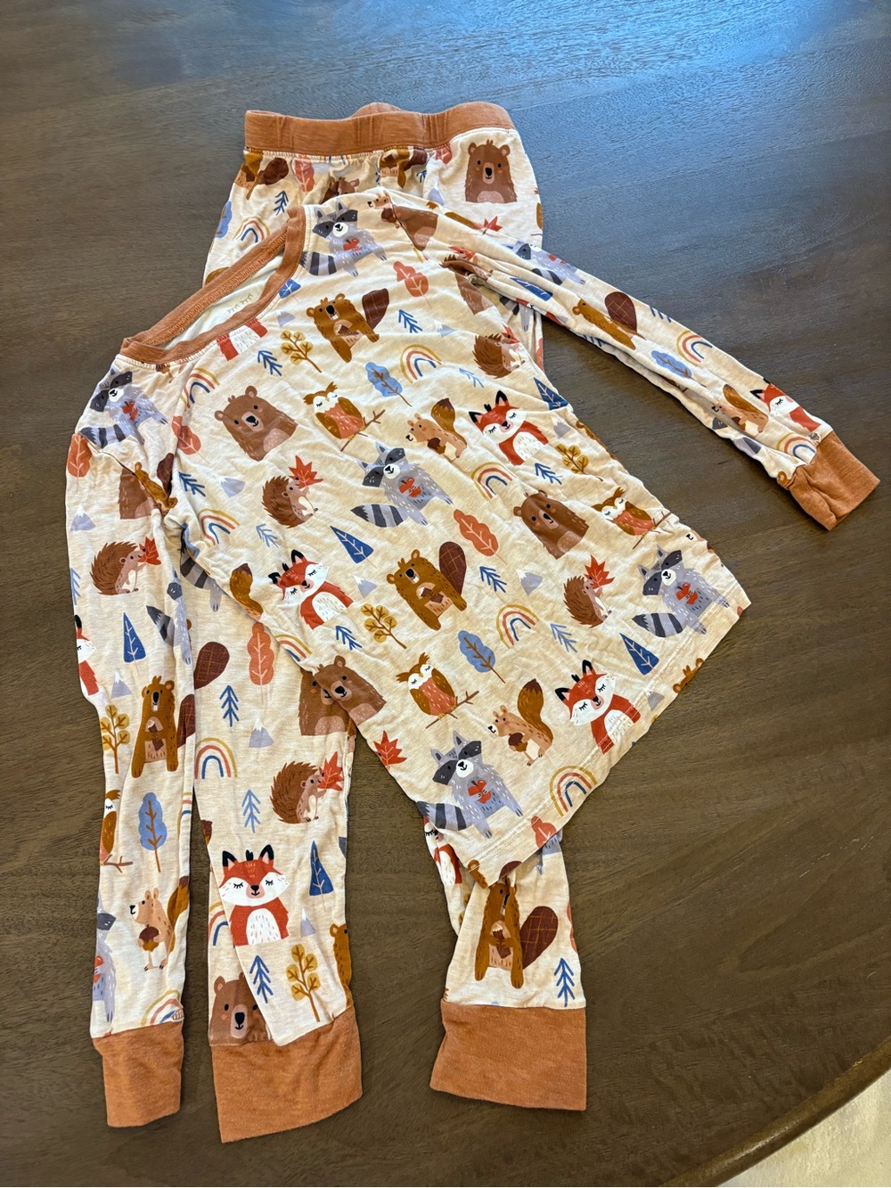 Little Sleepies Woodland Animals Cream and Brown Kids Pajama Set